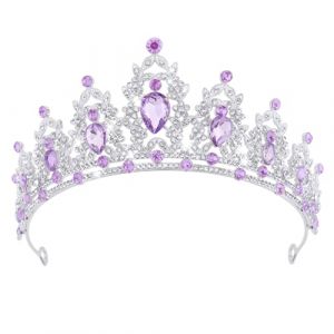 DRESHOW Couronne d'anniversaire pour Femmes Tiare de Cristal pour Filles Accessoires de Cheveux Tiare de Mariage Couronne de Princesse Paillet&eacute;e Serre-t&ecirc;te de F&ecirc;te Diad&egrave;mes pour Femme (Dreshow, neuf)
