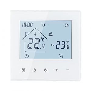 Thermostat WiFi intelligent - Chauffage par pieds - Écran LED - Écran tactile - Thermostat d'ambiance numérique - Compatible avec Alexa, Google Home (blanc - Chauffage de chaudière 3 A) (jackfruitjuice, neuf)