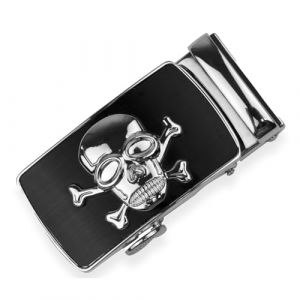 Glamexx24 Boucle de ceinture Hommes Ceinture Boucle de Remplacement Cliquet Automatique Boucle de Ceinture Accessoires Convient pour Largeur 35mm Ceinture, Noir avec motif tête de mort argentée, (Glamexx24®, neuf)