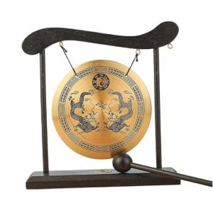 Mini GongGong, gong chinois de 11, 9 cm avec support et maillet, percussion traditionnelle, cuivre, Feng Shui, pour d&eacute;coration int&eacute;rieure, cadeau de pendaison cr&eacute;maill&egrave;re, instruments musique (thouandWei, neuf)