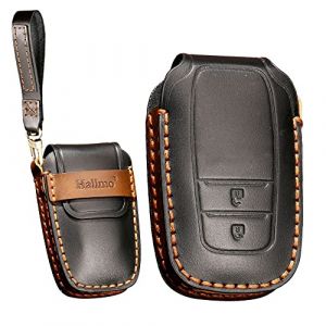 KUNIO Coque de Protection cl&eacute; de Voiture pour Toyota Harrier Hilux Land Cruiser 200 Series Mirai Mark X 250G Yaris Cross en Cuir Porte-cl&eacute;s Housse de Protection Porte-cl&eacute;s 2 Boutons Noir (KUNIO, neuf)
