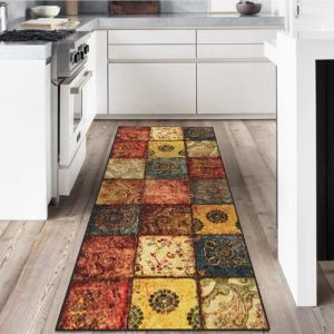 Tapis de couloir, 60 x 250 cm, lavable, &agrave; poils courts, avec dos en caoutchouc antid&eacute;rapant, pour entr&eacute;e, buanderie et couloir (Fortis Department Store, neuf)