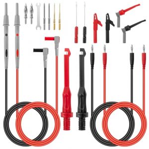 QIMEI-SHOP Embouts Testeur Multimètre Kit avec Clip Crocodile Crochet de Test Sonde Remplacable 0.7/1/2/4 mm pour Électricien Multimètre Numérique 19 Pièces (QIMEI-SHOP, neuf)