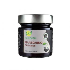 Ved Gourmet Cerises noires au marasquin originales - Cerise italienne pour cocktails à l'ancienne - Cocktail végétalien, cerises bourbon au sirop naturel pour garniture de cocktail (Pack d'un) (Vedhealthcare, neuf)