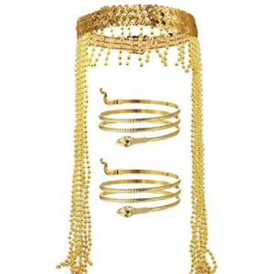 SLXLYH Serre-tête égyptien pour femme en forme de serpent pour Halloween, carnaval, fête, pour adolescentes et adultes (diadème et soutien-gorge à perles) (anbeidianzi, neuf)