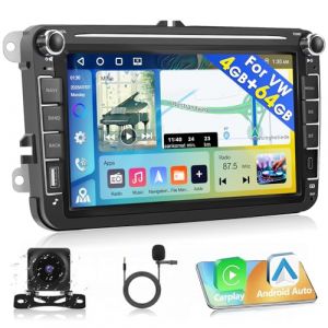 [4G+64G] Motorsi Antoradio pour VW/Golf 5 6/Polo/Passat/Seat, Android 15 Autoradio sans Fil Carplay, écran Tactile 8'' 2 Din avec Bluetooth 5.0, Android Auto, Commande au Volant, GPS. (podofo Shop, neuf)