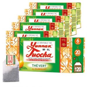Yunnan Tuocha Zouji - Th&eacute; Vert au Kumquat &ndash; Vitamine C -120 Sachets (6x20)- 240g - Origine Yunnan Garantie (ZOUJI TUOCHA, neuf)