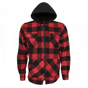 ROCK-IT Apparel&reg; Chemise &agrave; Carreaux en Flanelle &agrave; Manches Longues pour Hommes avec Capuche Chemise de b&ucirc;cheron Chemise &agrave; Carreaux qualit&eacute; sup&eacute;rieure Chemise d&eacute;contract&eacute;e Chemise S-5XL Noir/Rouge XL (Triton Style - Merchandising, neuf)