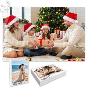 JONZIN Puzzle Personnalisé Photo-Puzzle 300/500/1000 Pièces HD,Cadeau Personnalisé Photo pour Noël,Anniversaire,Mariage-pour Famille,Couple et Amis (Noël) (KJA shop, neuf)