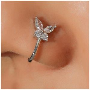 Inateannal Anneau De Nez Papillon En Cristal Argent Faux Anneau De Nez Septum Cz Papillon Clip On Nose Ring Stud Papillon U Shape Nose Cuff Bendable Nose Ring Stud Jewelry Women And Girls Gift (Inateannal, neuf)