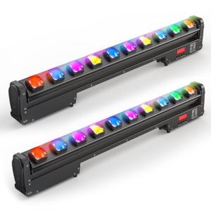 10 * 25W RGBW LED Barre Wallwasher Lyre Beam, Lumière de Scène Console, Stroboscope Effet pour DJ Bar Soiree Fête Disco Éclairage Mariage Halloween Noël, 2 pièce (KIEHUS MJHDU, neuf)
