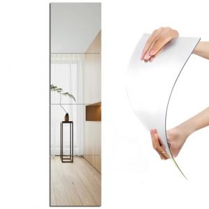 Lot de 4 miroirs autocollants en acrylique pour murs - 35 x 35 cm - HD - Sans verre - Incassables - &Agrave; fixer au mur - Pour maquillage, entra&icirc;nement &agrave; la maison, salle de sport, couloir (Beser-Lee, neuf)