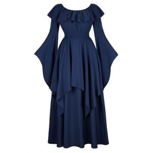 Josamogre Deguisement M&eacute;di&eacute;vale Femme Renaissance Robes Maxi Parti Costume D&eacute;guisement Vintage Halloween Gothique Cosplay Carnaval Victorien Violet L (Josamogre Corset, neuf)
