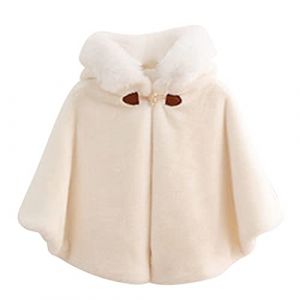De feuilles Cape &agrave; Capuche B&eacute;b&eacute; Hiver Blousons Capuchon Fausse Fourrure Poncho en Coton Souple Mignon pour Fille Fillette Automne (De feuilles, neuf)
