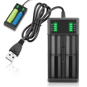 Double chargeur de batterie 18650 3,7 V/3,6 V universel intelligent USB pour batteries rechargeables Li-ion 3,7 V 3,6 V 18650 18500 18490 18350 17670 17500 16340 (RCR123) 14500 14650 26650 650 2 2650 (FengWeiXin, neuf)