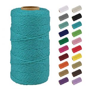 Uiopa Macrame Corde 2mm x 100m, Naturel Fil Macramé Fil de Coton Ficelle Corde, DIY Cordelette pour Tressée, Tapisserie de Plante, Tenture Murale, Cadeau Décoration, Emballage (Bleu) (XEYUAN, neuf)