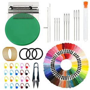Allazone Speedweve Loom Mini Metier a Tisser 21 Hooks Darning Mini Loom Machine Speedweve et 50 Couleur Fils à Broder pour Tricoter Des Vêtements, Des Chaussettes (Aircris, neuf)
