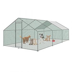 UISEBRT Poulailler, poulailler, cages, petit animal, cadre en acier galvanisé avec toit en polyéthylène pour volaille, lapin, petits animaux de compagnie (3 x 6 x 2 m) (UISEBRT, neuf)