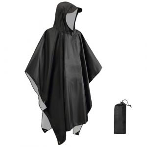 BDSHUNBF Poncho Pluie Imperméable avec Capuche, Poncho/Tapis de Camping/Ombre de Camping Multifonctions 3 en 1, Poncho Imperméable Unisexe Poncho Pluie Réutilisable, Cape de Pluie pour Moto/vélo (BDSHUNBF, neuf)
