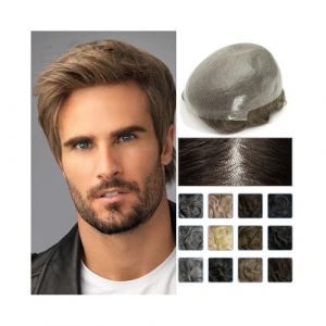 Perruque pour homme, Proth&egrave;se capillaire avec n&oelig;ud de 0.06mm for hommes, Base de peau douce et fine, n&oelig;uds durables, ligne de cheveux, toupet, syst&egrave;me capillaire masculin, perruque for hommes,Perruqu (zhuyanbo, neuf)
