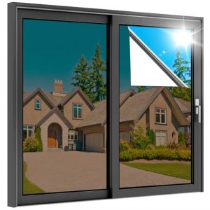 rabbitgoo Film Fenetre Anti Regard Miroir, 90x400cm, Film Miroir pour Fenetre sans Tain, Brise Vue Vitre Adhesif Anti Chaleur Anti UV, Filtre Occultant Fenêtre Protection de Soleil, Marron Argent (RabbitgooFR, neuf)