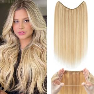 50CM Rajout Cheveux Extension A Fil En Cheveux Humain Naturel - #18P613 Sable Blond & Blond Très Clair - Invisible Extension Wire In Hair Extension Sans Clips (Ritera Flagship, neuf)