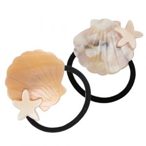 Beaupretty &Eacute;lastiques &agrave; Cheveux Coquillage Et &Eacute;toile 2 Pi&egrave;ces Rose Et Orange, &Eacute;lastiques Pour Queue De Cheval, Accessoires Coiffure Pour Femmes Et Filles, Usage Quotidien Et F&ecirc;te (kiLIHK, neuf)
