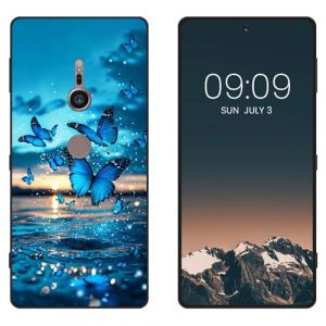 WUACYEAMING Noir Coque pour Sony Xperia XZ2, Haute Qualit&eacute; TPU Silicone Mince Souple Antichoc Bumper avec Papillons Motif Dessin Mat Case (WUACYEAMING, neuf)