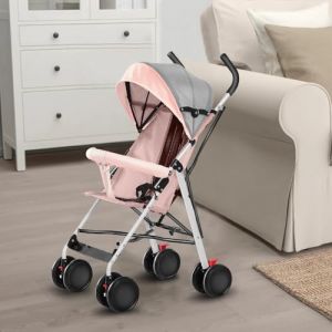 Poussette 3 en 1, Poussette Canne, Trio, Poussette Bebe, Landau B&eacute;b&eacute;, Accessoires, Adaptateurs Universels, Grandes Roues, 25kg, panier spacieux-D-rose (Hechheu, neuf)