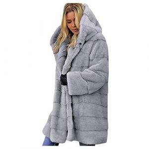 G&eacute;n&eacute;rique Manteau en Fausse Fourrure pour Femme, Automne Hiver Chaud polaire femme zipp&eacute;e Veste &agrave; Capuche Pelucheux Shaggy Pardessus,Veste Femme R&eacute;versible en Fausse Fourrure avec col en Fourrure (Qingyak, neuf)