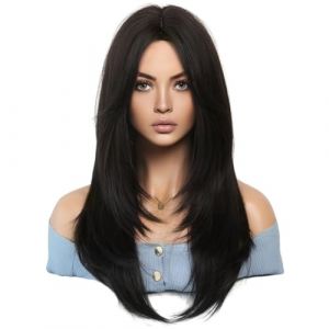 Giwnhvx 64 cm Perruque de Simulation Européenne et Américaine Femme Cheveux Longs Centre Séparé Tête Complète Ensemble Cheveux Longs Femme Ensemble Tête Perruque Facile à Utiliser, D (mashengtongKYQ, neuf)