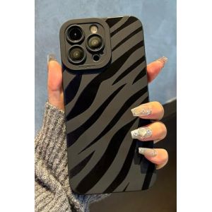 Jusnfu Coque pour iPhone 13 Pro 15,5 cm de 2021, jolie coque de t&eacute;l&eacute;phone esth&eacute;tique avec bande de z&egrave;bre noire pour femmes et filles, coque de protection en silicone souple pour 13 Pro &ndash; Bande de (pengjingmei, neuf)