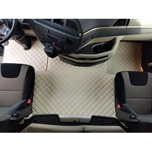 KRAM-TRUCK Tapis de Sol matelassés Compatible avec Man TGX à partir de 2021 Automatique, Beige Clair, Cuir synthétique éponge 1 cm, Certificat d'hygiène, Housses de Confort (KRAM-TRUCK Poland, neuf)