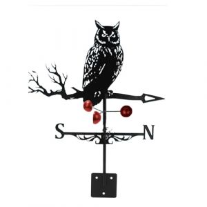 mumisuto Coq Girouette, Girouette Rétro en Métal, Girouette en Fonte, Girouette de Jardin Exterieur Coq Girouettes Métal Girouette Vent Outil de Mesure, Décoration de Jardin/Toit/Cour (Hibou) (Mairubo, neuf)