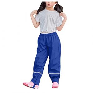 Pantalon de Pluie Garcon et Fille Pantalon Boue de Pluie Imperm&eacute;able Coupe-Vent L&eacute;ger Enfants Salopette Gar&ccedil;on sans Doublure Surpantalon R&eacute;fl&eacute;chissant Enfant pour Road Running (1-Blue, 7-8 Years) (DolceTiger, neuf)