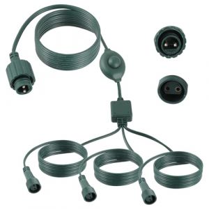 HUAREW Rallonge de guirlande lumineuse 72in, 1 &agrave; 3 R&eacute;partiteur de Guirlande Lumineuse avec Interrupteur &agrave; pied, 2 Broches Connecteur Guirlande Lumineuse Noel pour Rideau guirlande Lumi&egrave;re Ext&eacute;rieure (HUAREW, neuf)