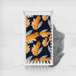 Odot Drap Housse pour Lit Bébé en Microfibre Doux Respirant, Drap Housses Enfant Imprimé Feuilles de Palmier Tropical Protège Matelas pour Berceau, Couffin et Nacelle (Noir,65x95cm) (Odot, neuf)