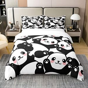 Parure de Lit 100% Coton Naturel, Ensemble de Literie Panda 240x260 cm, Housse de Couette Ours Noir et Blanc, Housse Couette Panda Géant Animal Kawaii pour Enfants Garçons Filles Ados, Doux (Suzhou yiyanyun e-commerce Co., Ltd, neuf)