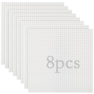 Lot de 8 plaques de Construction Classiques compatibles avec la Plupart des Marques - Plaque de Base Classique - Compatible avec la Plaque de Construction Lego Classic - 25,5 x 25,5 cm - Blanc (yujiaoleeu, neuf)