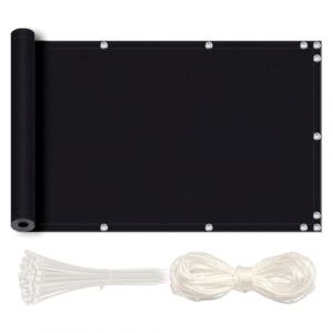 MEEYI Brise Vue pour Balcon 60x800cm Brise Vue Toile Jardin occultant terrasse Imperm&eacute;able Anti-UV R&eacute;sistant au Vent pour Balcon Pare-Soleil Jardin Ext&eacute;rieur avec Attaches de C&acirc;ble Noir (Zhongtaokuajingkejiyouxiangongsi, neuf)