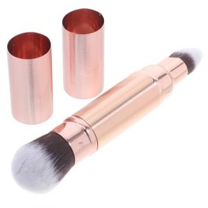 FOYTOKI Pinceau De Maquillage à Double Embout Retractable Rose Doré Pour Femme Application Poudre Correcteur Voyage Compact (Wyn White, neuf)