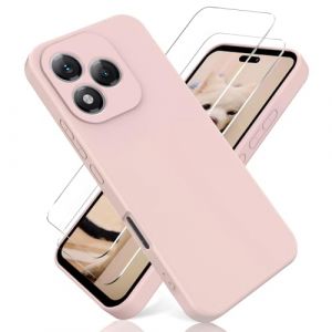 YiKaDa - Coque pour Honor 400 Lite, avec [2 Pièces] Protection d'écran en Verre Trempé, Housse Silicone TPU Liquide - Rose (Yikada, neuf)