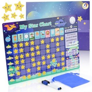 Zoelele Tableau de Récompenses pour Enfants, Dinosaure Tableau Comportement Magnétique, Montessori Planning Journalier, avec 30 Tâches + 70 Etoiles + 2 Marqueurs, pour Garçons et Filles (Bleu) (Czoele Trading, neuf)