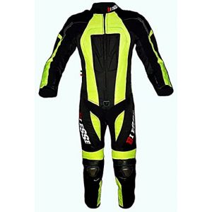 BI ESSE - Combinaison mini moto professionnelle pour enfant en cuir et Cordura (noir/jaune fluo, XXS (6 ans)) (BS MOTO, neuf)