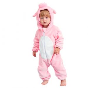 HAHASHOW B&eacute;B&eacute; d'hiver Grenouill&egrave;res Combinaison Unisexe Flanelle Barboteuses Manteau &agrave; Capuche Enfants Pyjama Jumpsuit pour Gar&ccedil;on et Fillex 18-24 Mois, Porc (BabyHome Supply, neuf)