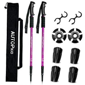 AUTOPkio Baton de Marche Nordique B&acirc;ton de Randonn&eacute;e Telescopique 2 Pcs Aluminium Antichoc R&eacute;glable en 35 &agrave; 135 cm Canne de Marche du Trekking Alpinisme Camping Voyage (ooujhpo, neuf)