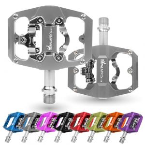 IMPALAPRO - Pédales de Vélo à Double Fonction, Pedales Plates VTT et Pedale VTT Automatique Compatibles avec Le Pedale VTT Shimano SPD - Pedales MTB avec Cales SPD 9/16'' (Gris) (IMPALAPRO, neuf)