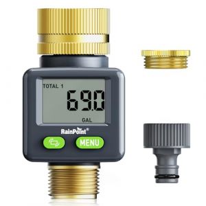 RAINPOINT Compteur d'eau, avec entrée et Sortie en Laiton, Horloge à Eau Pratique, 4 Modes de contrôle de la consommation d'eau, débitmètre numérique Rotatif (tenghuada, neuf)