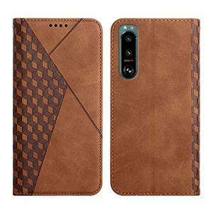 KOUYI Coque pour Sony Xperia 5 III, Premium Flip Housse &Eacute;tui Protection Rabat Clapet Portefeuille Phone Cover Magn&eacute;tique [Porte Cartes] Antichoc B&eacute;quille Cover (Marron) (Kouyi EU Store, neuf)