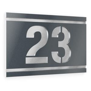 Graviers Design plaque num&eacute;ro de maison pour ext&eacute;rieur &ndash; 215x150 mm, finition anthracite m&eacute;tallis&eacute;, acier inox V2A, personnalisable (Graviers GmbH, neuf)